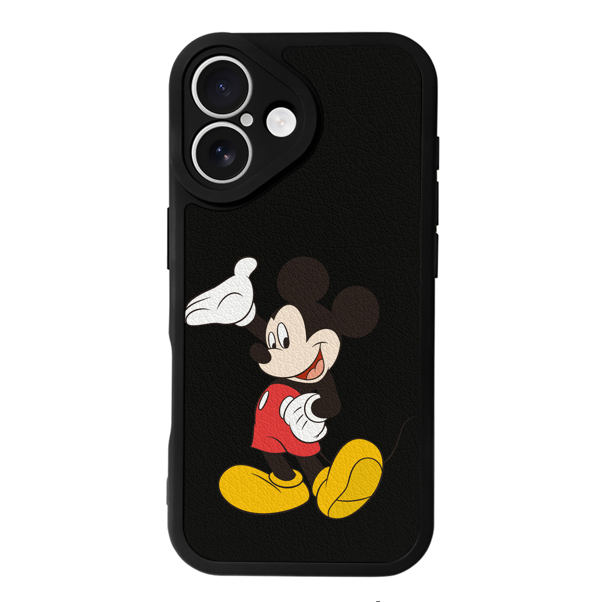 （画像用） ミッキーマウス Mickey Mouse 【iPhone 16シリーズ対応】シリコンスマホケース（レザー調） 材質：シリコン